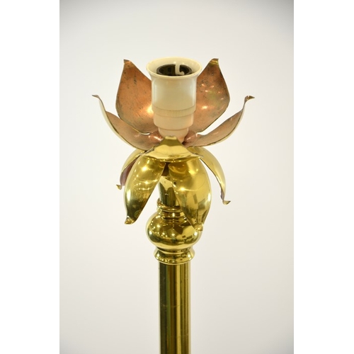 205 - W A S Benson, an Arts and Crafts copper and brass standard lamp, model 1074, circa 1900, height adju... 