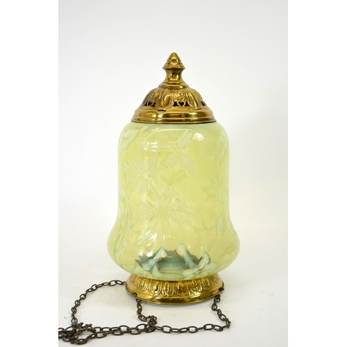 219 - John Walsh Walsh, a large Arts and Crafts opalescent glass pendant light, of baluster form, straw op... 