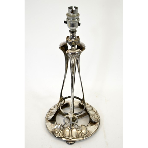 227 - An Arts and Crafts silver plated table lamp, circa 1910, in the style of David Veasey or Archibald K... 