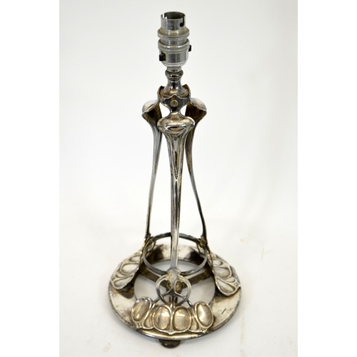 227 - An Arts and Crafts silver plated table lamp, circa 1910, in the style of David Veasey or Archibald K... 