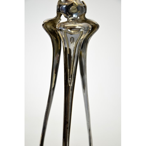 227 - An Arts and Crafts silver plated table lamp, circa 1910, in the style of David Veasey or Archibald K... 