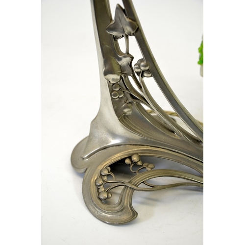 251 - WMF, a Jugendstil silver plated table lamp, open tendril design with Art Nouveau style ivy and berri... 