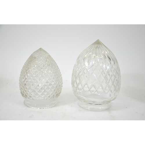 289 - Six glass light shades, including cut crystal egg form shades, white cased and cut, pink etc (6)