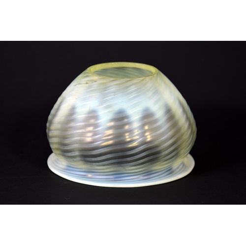 327 - John Walsh Walsh for W A S Benson, an Arts and Crafts glass light shade, optic moulded straw opal wi... 