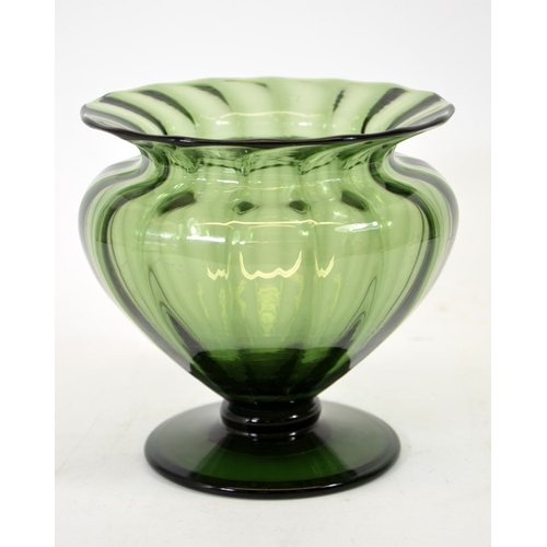 338 - James Powell and Sons, Whitefriars (attributed), an Arts and Crafts green glass vase, circa 1900, op... 