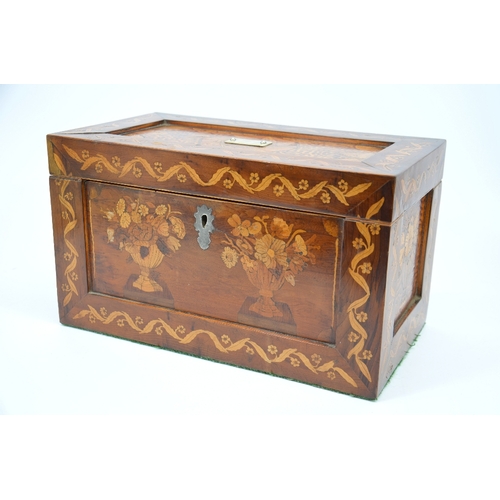 101 - A 19th century Kilarny sewing box, circa 1850, inlaid with marquetry floral vases and coral and parq... 