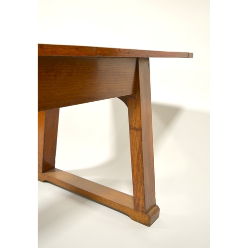 166 - Ambrose Heal for Heal and Sons, an Arts and Crafts oak Letchworth refectory table, three plank top w... 