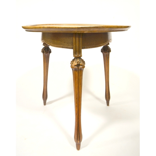 178 - Louis Majorelle, an Art Nouveau marquetry centre table, circa 1900, tripod form inlaid with flowers ... 