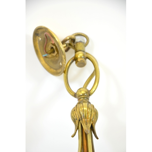 242 - An Edwardian brass and glass pendant light fitting, with domed and star cut frosted shade,