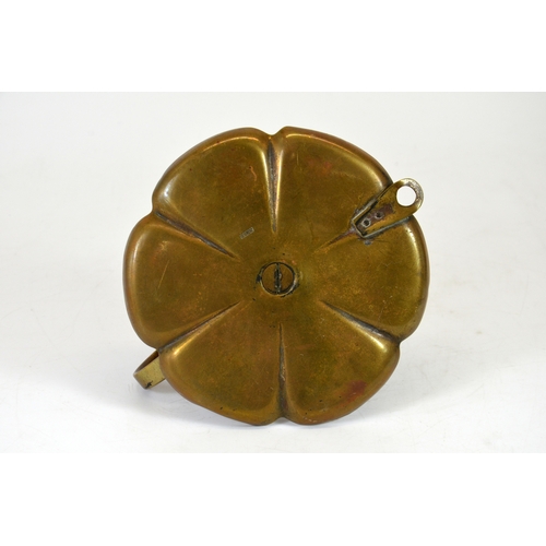 199 - W A S Benson, an Arts and Crafts copper and brass lamp, circa 1900, of wall hanging, chamberstick fo... 