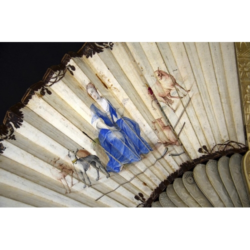 66 - λ A group of six assorted sets of Chinese and European ivory fans and fan mounts, including an early... 