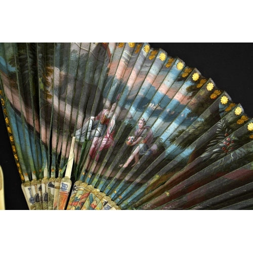 66 - λ A group of six assorted sets of Chinese and European ivory fans and fan mounts, including an early... 