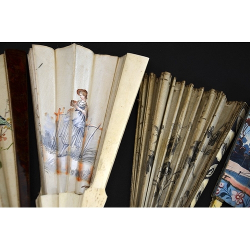 72 - A group of seven assorted 18th and 19th century ladies fans, length of longest 31cm (7)