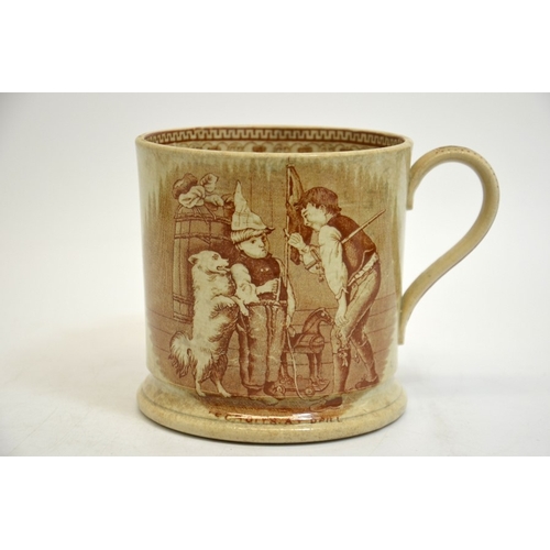 1305 - A Staffordshire Heath and Blackhurst transfer printed porter mug, circa 1850, Comic series, Recruits... 