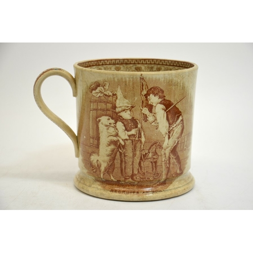 1305 - A Staffordshire Heath and Blackhurst transfer printed porter mug, circa 1850, Comic series, Recruits... 