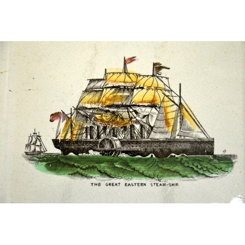 1307 - Two Sunderland lustre plaques, The Great Eastern Steam Ship, coloured transfer printed, 24cm x 21cm ... 