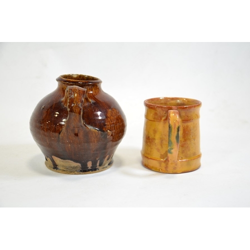 1315 - A late 18th or early 19th century Broseley honey jar, circa 1780-1810, together with a gleanor glaze... 