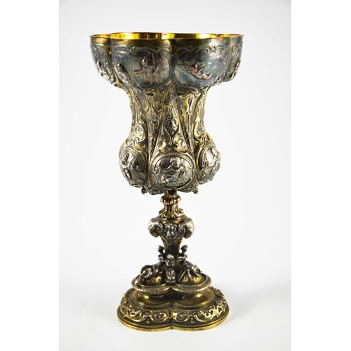 10 - Elkington and Co., an electrotype facsimile of the 16th century Nuremberg silver goblet in the Briti... 