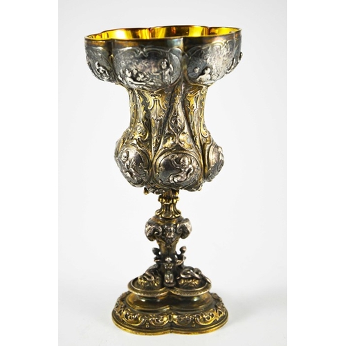 10 - Elkington and Co., an electrotype facsimile of the 16th century Nuremberg silver goblet in the Briti... 