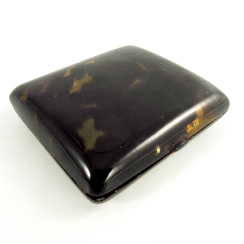 124 - A yellow metal mounted tortoiseshell cigarette case, circa 1920, 8.5 x 7.5cm