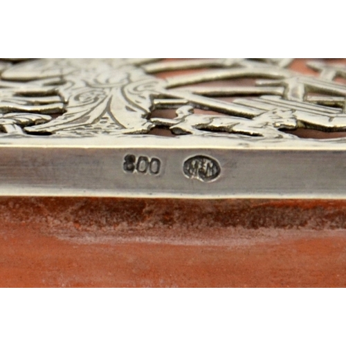 17 - A 800 European silver planter with a terracotta liner and an Oriental scene, 20cm long