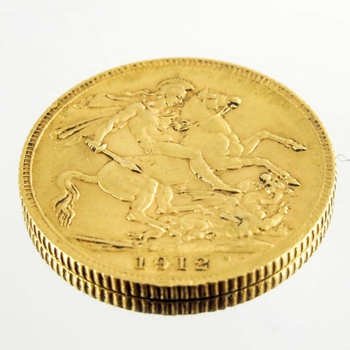 189 - A British gold sovereign coin, 1912, King George V (1910-1936)