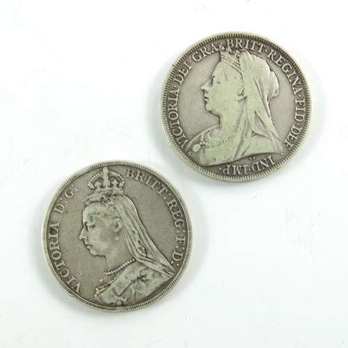 197 - Victoria (1837-1901), two silver crowns, 1889 and 1894 (2)