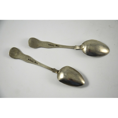 22 - A pair of Victorian Scottish silver Kings pattern teaspoons, A M and Co., Edinburgh 1850, 14cm long,... 