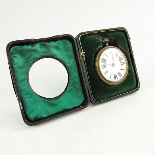 27 - An Edwardian silver watch holder with pocket watch, Henry Clifford Davis, Birmingham 1910, plain cus... 