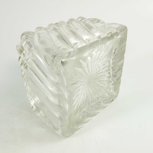 37 - A Victorian silver and glass inkwell, John Grinsell and Son, Birmingham 1893, reeded cuboid form, wi... 