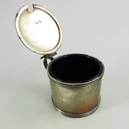 39 - A pair of George V silver mustard pots, Pairpoint Brothers, London 1926, cylindrical form with flute... 