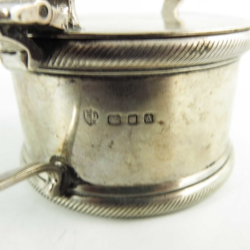 43 - Two Edwardian and George VI silver mustard pots, London 1910 and 1931, straight sided oval and cylin... 