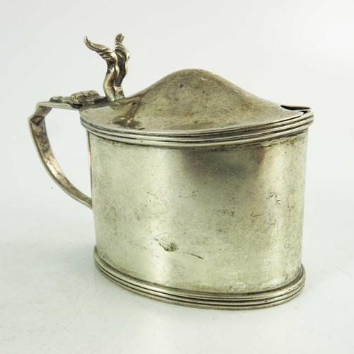 43 - Two Edwardian and George VI silver mustard pots, London 1910 and 1931, straight sided oval and cylin... 