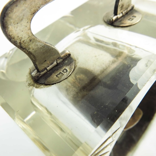 46 - A George V silver and glass timepiece, Stuart Clifford and Co., London 1911, cuboid form with silver... 