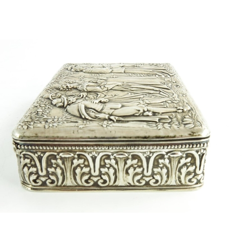 59 - An Edwardian Hanau silver box, Berthold Muller, Chester import 1904, embossed with 17th century Dutc... 