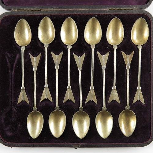 65 - A set of eleven Victorian silver gilt teaspoons, Martin, Hall and Co., Sheffield 1874, cast in the f... 