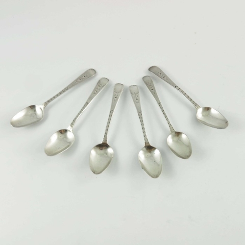 68 - A set of six George III silver bright cut teaspoons, Peter, Ann and William Bateman, London 1802, de... 