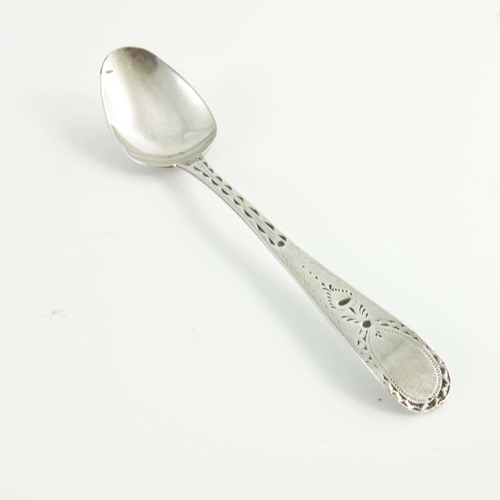 68 - A set of six George III silver bright cut teaspoons, Peter, Ann and William Bateman, London 1802, de... 