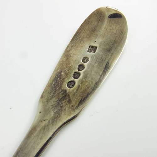 93 - A George III silver berry spoon, Sarah & John William Blake, London 1814, fiddle pattern, later embo... 