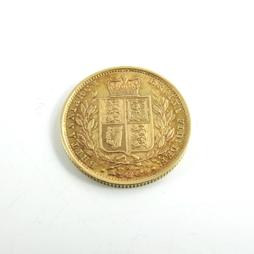 201 - Victoria (1837-1901), gold sovereign 1887, young head, shield back