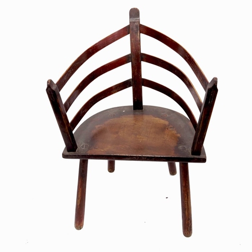 220 - An Irish vernacular boat builders chair, 19th century, elm and ash, dowel and tongue construction wi... 