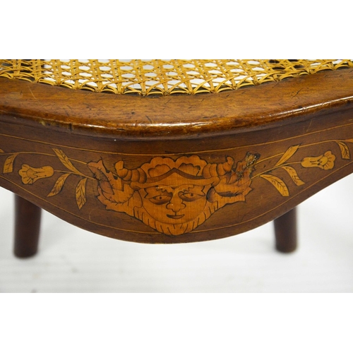 232 - A 19th century Dutch walnut and marquetry inlaid armchair, serpentine fronted with bow arm back, on ... 