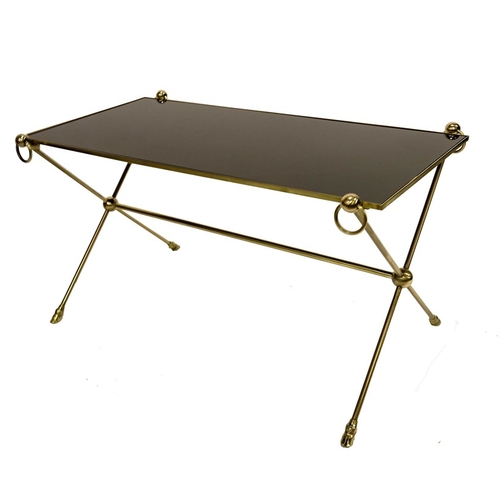 255 - A rectangular glass and brass coffee or cocktail table, French circa 1950s, probably Maison Jansen, ... 