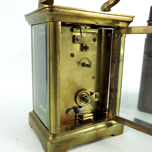 258 - A Brass Encased French Carriage Clock, marked 'Jack & Co, Cheltenham' Made in France to the dial, wi... 