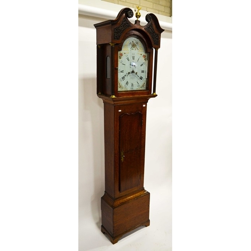 264 - A George III oak longcase clock, William Gardner of Penrith, 8 day movement, the 12 inch dial within... 