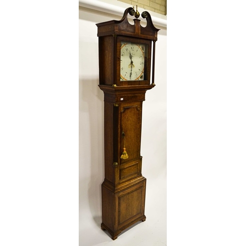 265 - A George III oak and mahogany crossbanded longcase clock, William Peacock of Banbury, 30 hour moveme... 