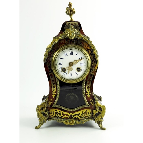 266 - A 19th century French Boulle work and ormolu mounted clock, bombe form, the 3.5 inch white enamelled... 