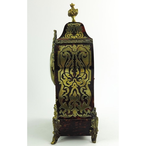 266 - A 19th century French Boulle work and ormolu mounted clock, bombe form, the 3.5 inch white enamelled... 