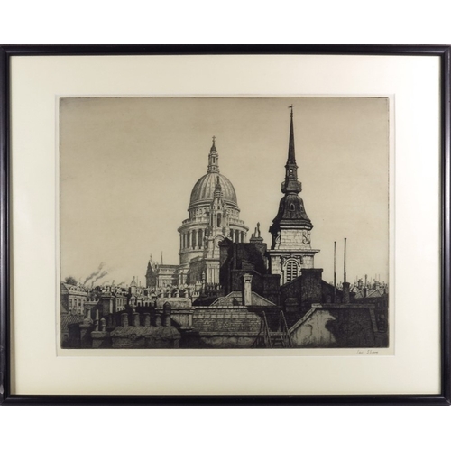 279 - Ian Strang (1886-1952), Dome of St Paul's, engraving, 1927, signed, from an edition of 75, 29cm x 38... 