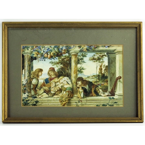 299 - Ricciardo Meacci (1856-c.1940), An Italian Renaisance Scene, watercolour, signed, 21cm x 33cm, frame... 